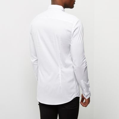 White smart muscle fit shirt